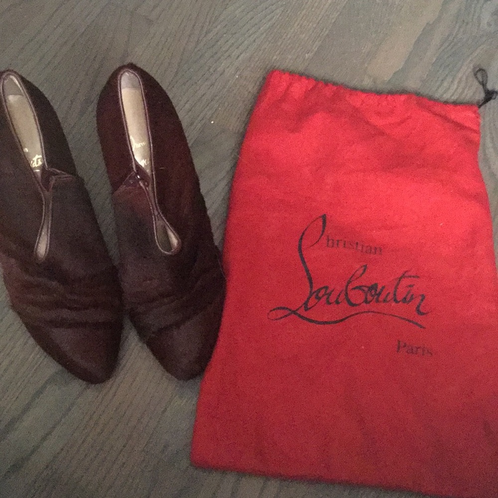 Christian Louboutin deep red ankle boots